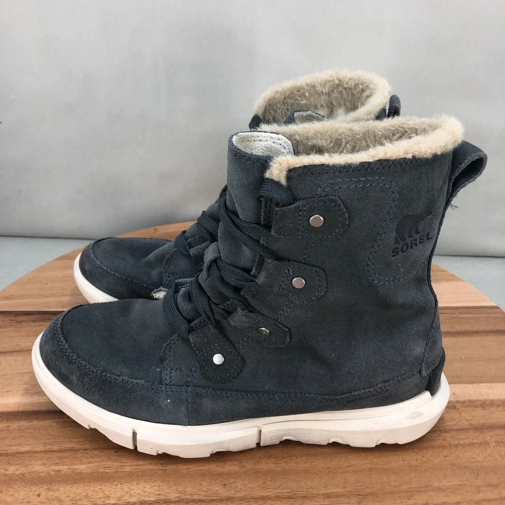 Sorel Explorer II Joan Faux Fur Waterproof Boots Gray NL5031-028 Womens 6.5